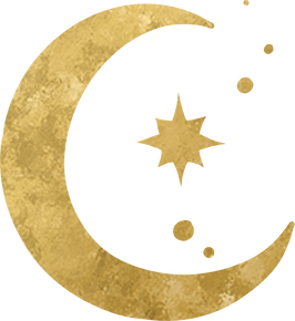 Gold Crescent Moon and Star 